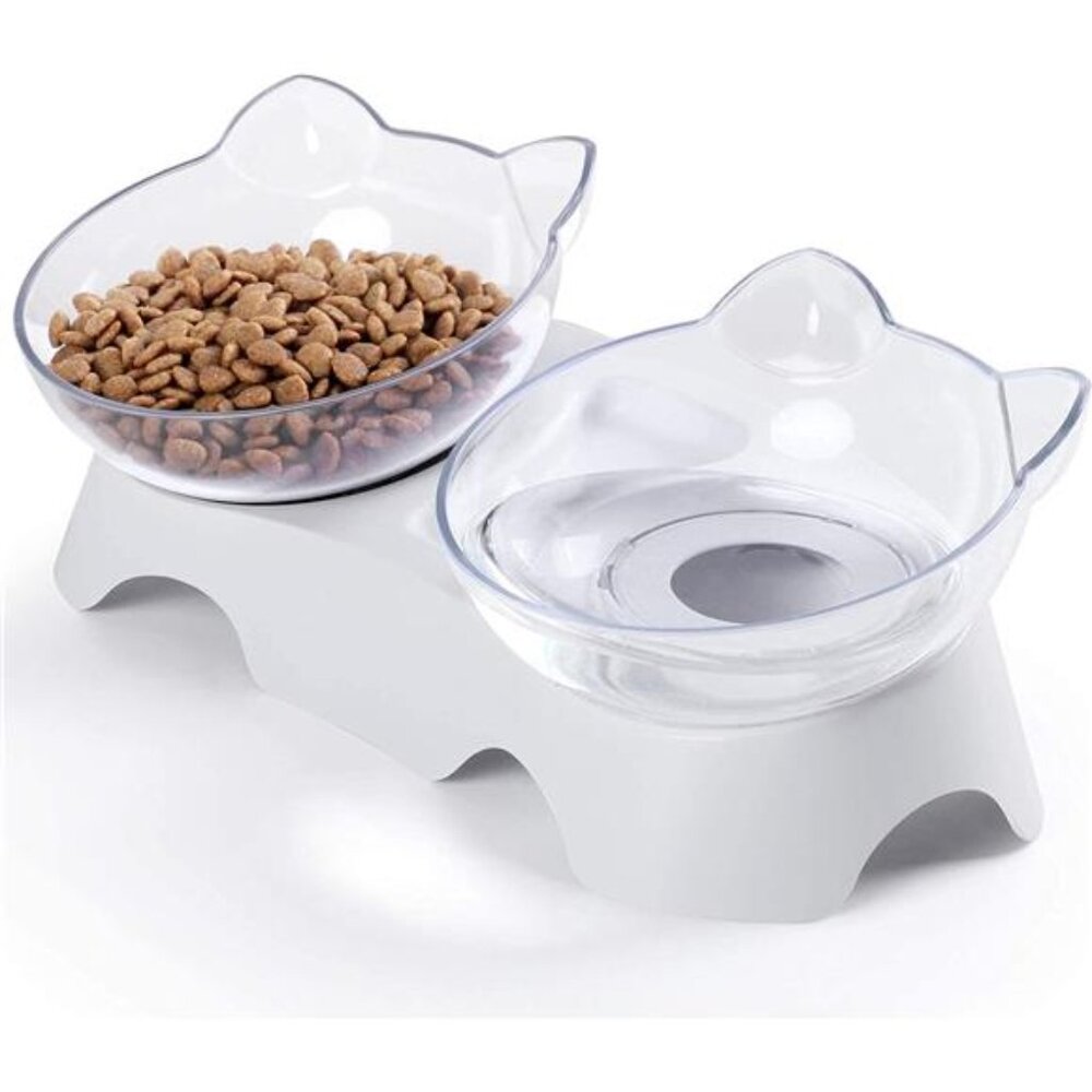 Cat Food Bowls Elevated Tilted, Anti Vomiting Orthopedic Kitty Bowls